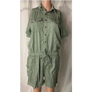 EV1 Button up Romper Shortall - Women's Size Small, Army Green